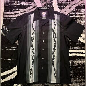 Harley-Davidson Black and Gray Button Down Shirt